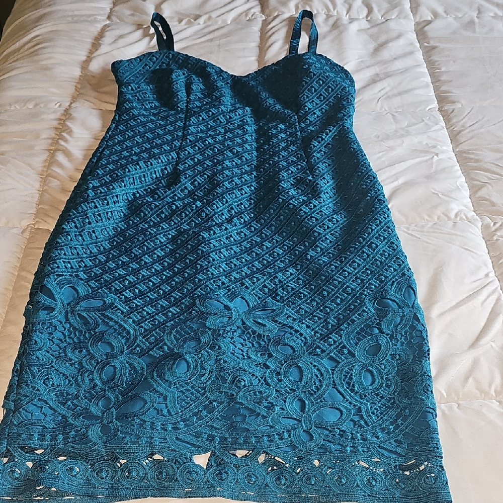 White House Black Market Blue Sheath Midi Dress